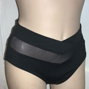 NWOT SHADE & SHORE Black High-Waist Mesh Panel Bikini Briefs